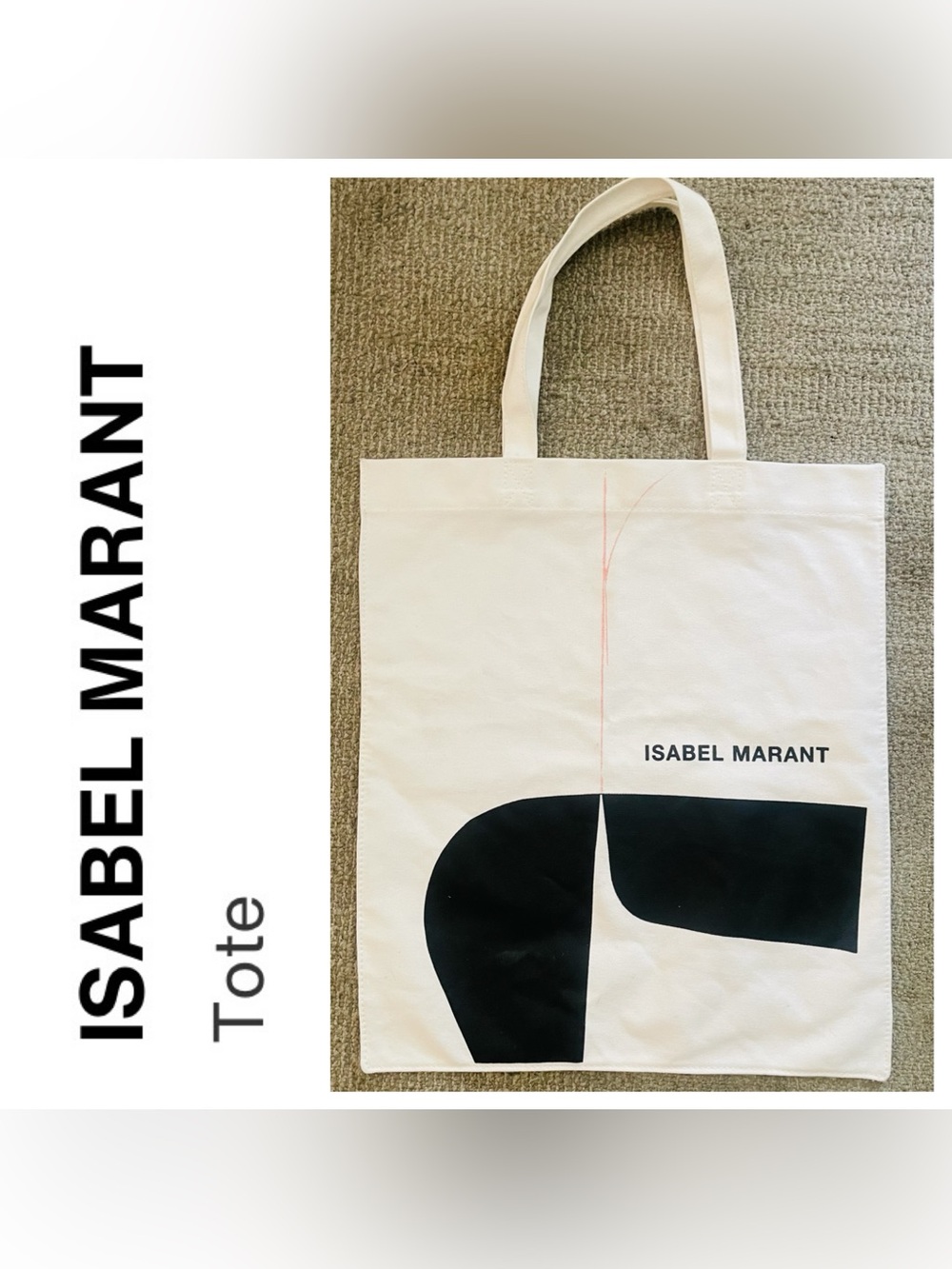 ISABEL MARANT Cream / Back Graphic Canvas Tote